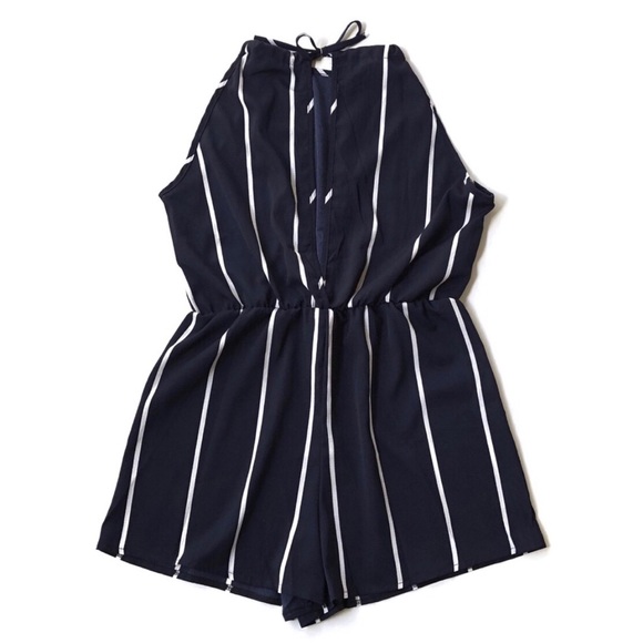 Navy Striped Romper - Picture 3 of 5